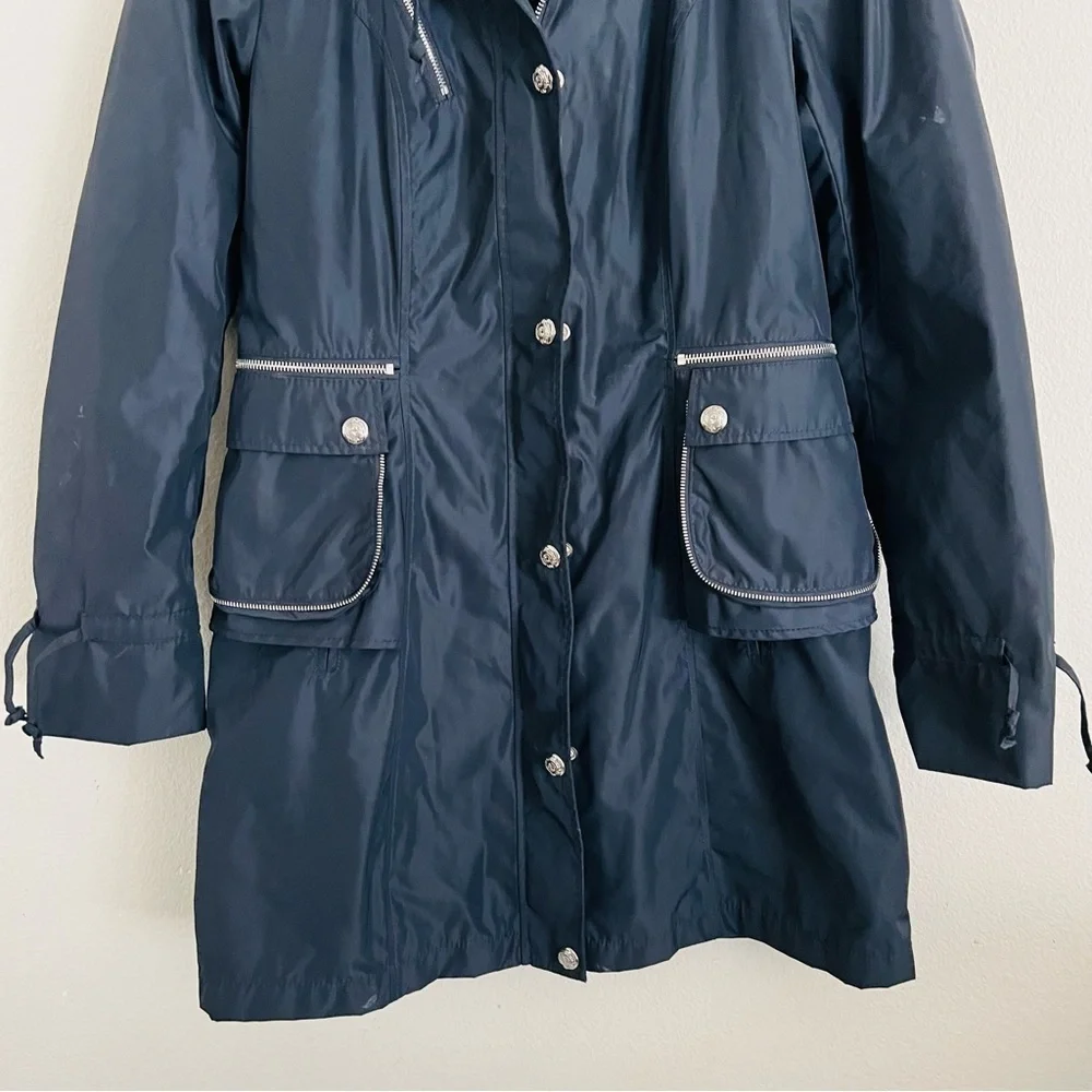 Laundry by Shelli Segal Women's Black Hooded Zip/Button Front Coat Size Medium